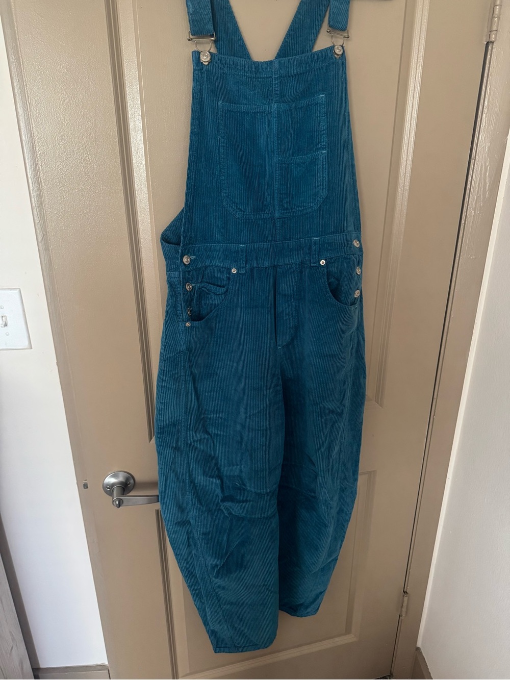 Free people Teal Corduroy Overalls Jumpsuit - Women size small